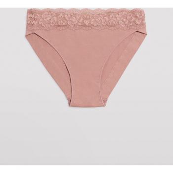 Ysabel Mora Bragas Mini en Algodón Natural con Encaje Rosa