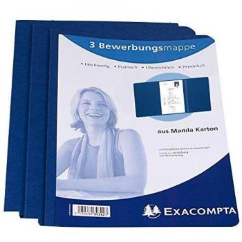 Exacompta 48662B Bewerbungsmappen Set Elegance (3-teilig, DIN A4, blau)
