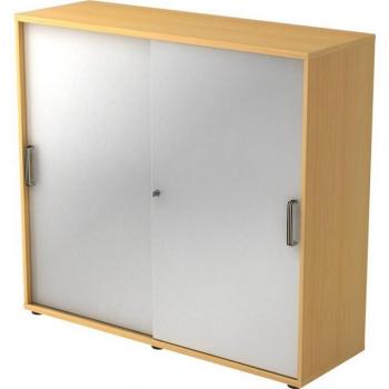 HAMMERBACHER 1753S Schiebetürschrank V1753S/6/S/SG – 2 Fachböden, Buche/Silber, 120 × 40 × 110 cm