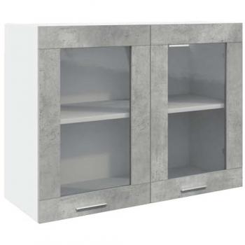 Armário com Vidro VidaXL 80x31x60cm Cinza Cimento