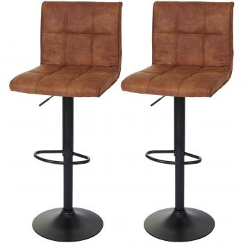 Tabourets de bar – Deux pièces – Imitation daim marron clair – Modèle TDB04031