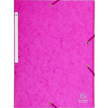 EXACOMPTA Lot 5 Chemises 3 Rabats + Élastique A4 Rose – Capacité 35 mm