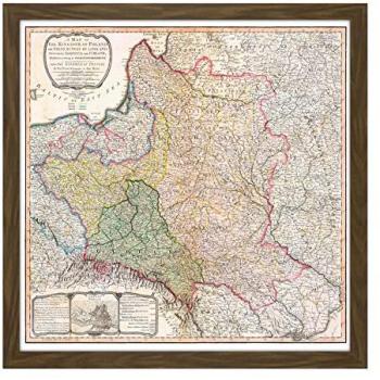 Poland–Lithuania 1799 Faden Kingdom Cartographic Portrait (Framed, 16×16)