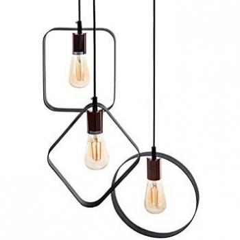 Lustre Élégant en Métal Noir pour Ampoules E27