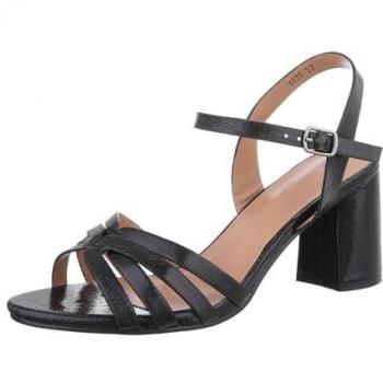 Ital-Design Damen Party Sandaletten Schwarz mit Absatz