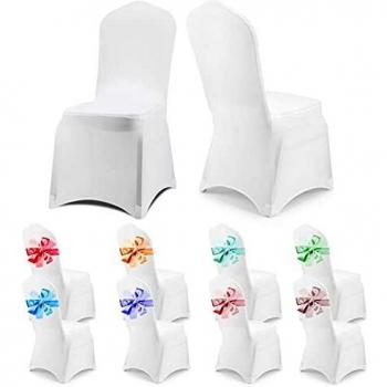 White Polyester-Spandex Chair Slipcovers