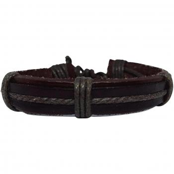 Pulsera de cuero real trenzada para hombres en tono marrón