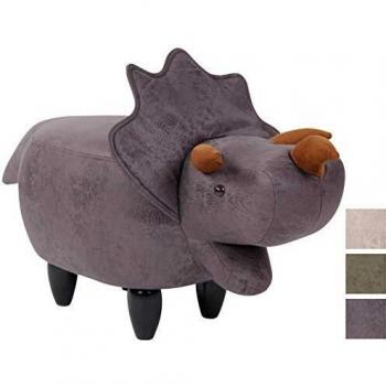 CLP Daloa Kinder Sitzhocker mit Tierhocker-Design, Dinooptik, Fußhocker, Polsterhocker, Dunkelgrau