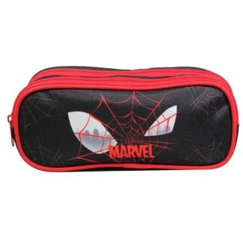 Marvel Trousse scolaire Spider‑Man, 2 poches, noir, polyester durable