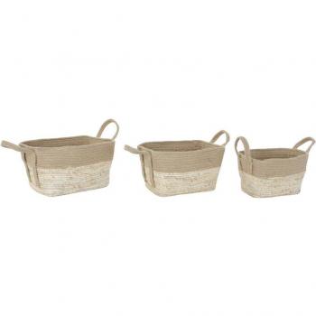 DKD Home Decor Transparent Jute Basket Set