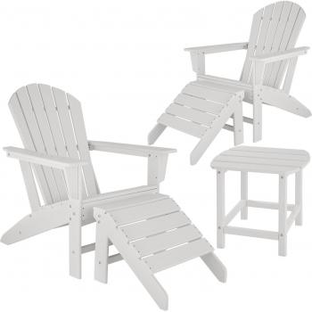 White Ergonomic 2 Chair and 2 Footrest Outdoor Set