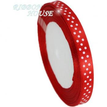 Ruban satin imprimé pois, 10mm, 25 mètres