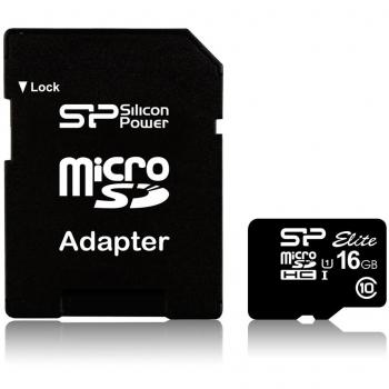 Tarjeta de Memoria Micro SD con Adaptador Silicon Power SP016GBSTHBU1V10SP 16 GB