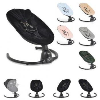 Moni Babywippe Clarissa elektrisch, schwarz, mit Moskitonetz, Fernbedienung, Musikfunktion und Timer