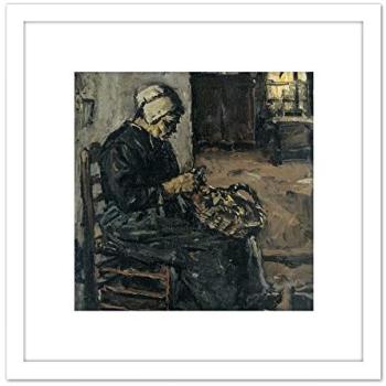 Artery8 Robertson Peasant Woman Peeling Potatoes – 8 x 8 White Frame Print