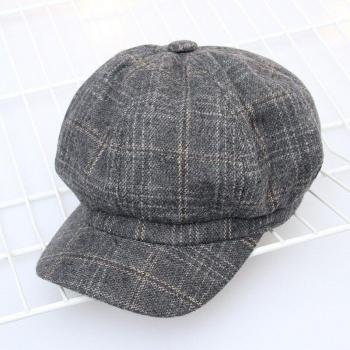 Chapeau en laine à carreaux pour femmes, style britannique