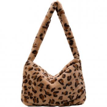 Faux Fur Flower Pattern Shoulder Handbag