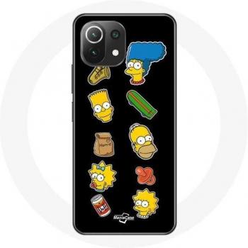 Hoesje voor Xiaomi Mi 11 Lite The Simpsons stickers zwarte achtergrond