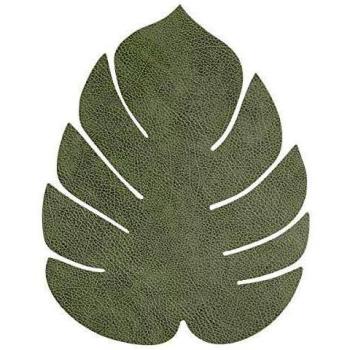 Tapis de table Monstera stylisé, l’hippo vert olive