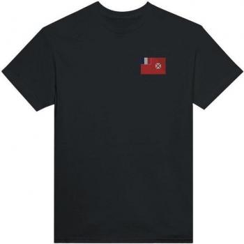 PixelForma Flag T-Shirt, Wallis & Futuna – 100% Cotton, Classic Style, Black Embroidery
