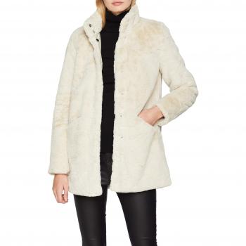 Only Regular Fit Kunstfellmantel 'VIDA' in Offwhite, Größe L