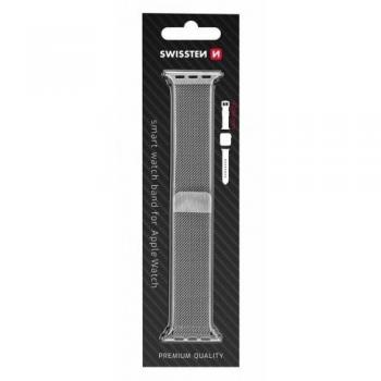 Swissten Cinturino in Maglia di Metallo per Apple Watch 42-44 mm Argento