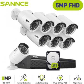 Sannce 5MP Sistema di Videosorveglianza Completo