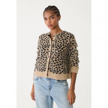 Small Beige Leopard Knit Cardigan (Buttoned) – Stradivarius
