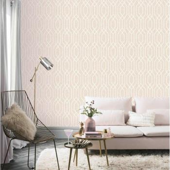 Arthouse Geometric Blush Pastel Pink White Diamond Geo Lattice Wallpaper
