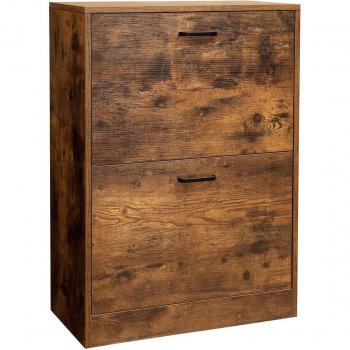 Rustic Brown Flip‑Open Shoe Cabinet