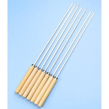 Non-Slip Flat Meat Skewers with Wooden Handle