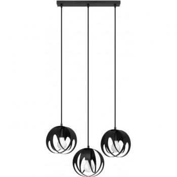 Suspension Tulos 3 ampoules en acier noir 117cm