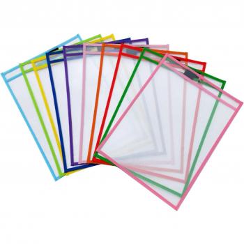 10PCS Dry Erase Pocket Sleeves for School with Pen Holder
