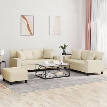 Set di Divani in Similpelle 3 pz Crema