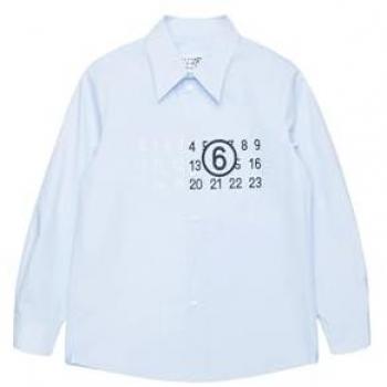 Camicia MM6 Maison Margiela azzurra con stampa Numbers