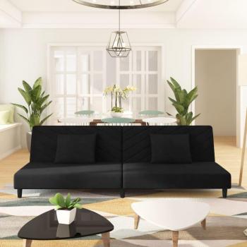 VidaXL Schlafsofa 2-Sitzer mit Kissen Schwarz Samt