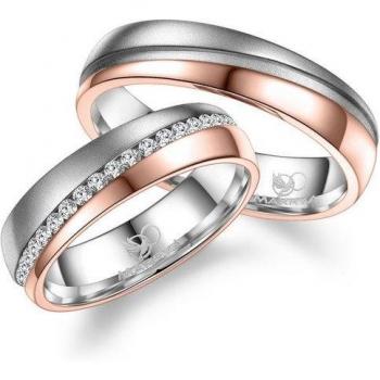 MARRYA Partnerring Edelstahl Roségold Größe 56