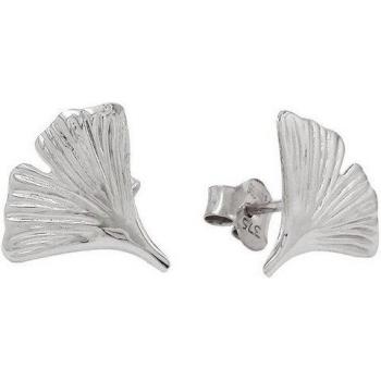 12mm Ohrstecker Ginkgoblatt aus 9Kt Weißgold