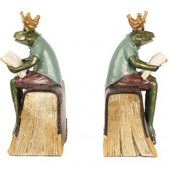 Frosch‑Buchstützen (2 Stück) – Clayre & Eef, Grün/Braun