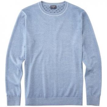 Schurwolle Slim Fit Pullover in Hellblau