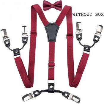 Freundliche dunkelrote Kinderfliege elastische Strumpf einstellbare Hosenträger Leder Y-Back Gürtel diBanGu