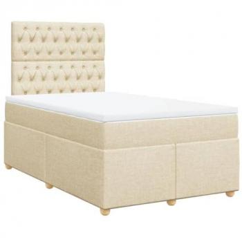 Cama box spring con colchón tela color crema 120x190 cm Vidaxl Crema