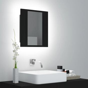 Armario De Baño Con Espejo Rimini Con Luz Led Negro 45X40x12 Cm