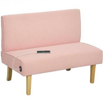 Homcom Sofa Rosa 2x Pana, 110x60x85 cm, Con USB y Tipo‑C