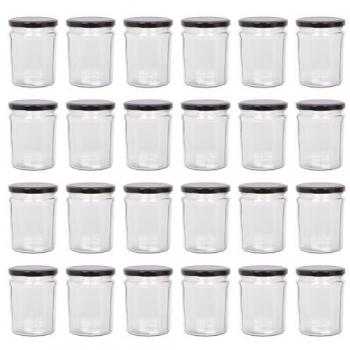 Airtight Black Lid Glass Jam Jars