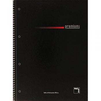 CUADERNO SERIE PREMIUM TAPA EXTRA DURA 70 GRS. A-4 (210X297MM.) MICROPERFORADO 160 HOJAS CUADRÍCULA 5X5 + GRECA NEGRO PACSA 16396