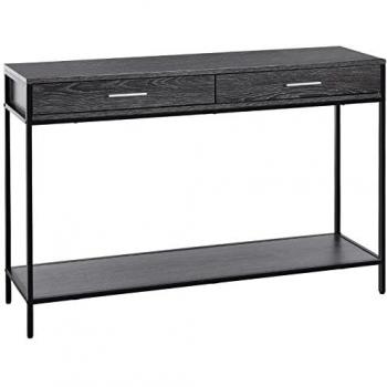 Minimalist Grey Console Table with Two Drawers