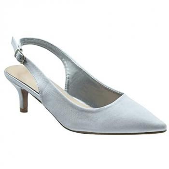 Quentin Silver Low Kitten Heels with Pointed Toe & Slingback for Women
