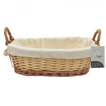 Honey Finish Hand Woven Acacia Oval Willow Storage Basket with Lining