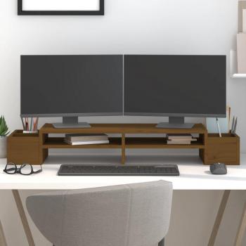 Support de moniteur en pin solide 100x27,5 cm Marron miel